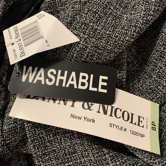 Danny & Nicole. NWT Dress Suit. 8P. $100 Gray Tweed Ruffle 2 Piece Set Shift DD - Picture 6 of 7